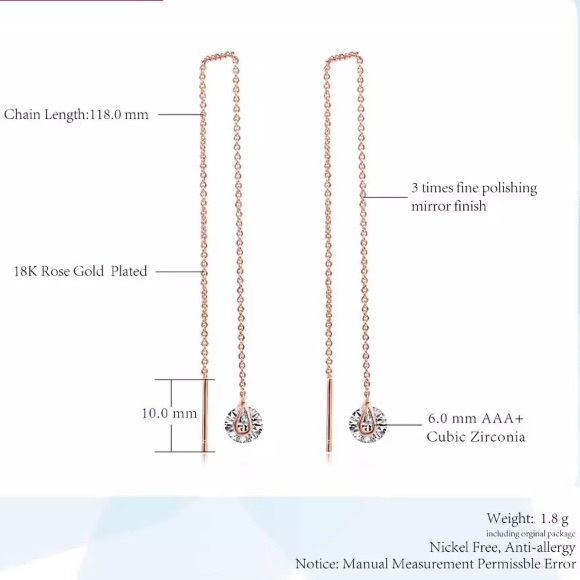 NEW!๐๐GORGEOUS๐PLATINUM PLATED CZ THREADERS๐๐ - Picture 3 of 8